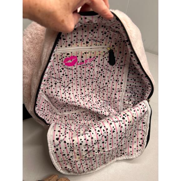 Luv Betsey Johnson Backback Plush Large Blush Pink Fuzzy Unicorn Tote Bag Purse - Picture 6 of 12